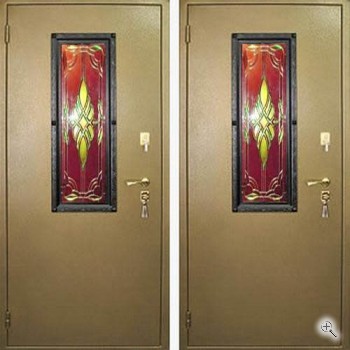 Уличная стальная дверь с порошковым окрасом и витражами - купить от производителя Мосдвери Уличная стальная дверь с порошковым окрасом и витражами